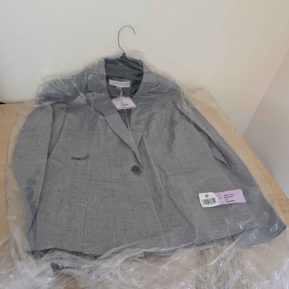 Kasper Womens 6P Stretch Crepe One Button Blazer Grey - Picture 6 of 6